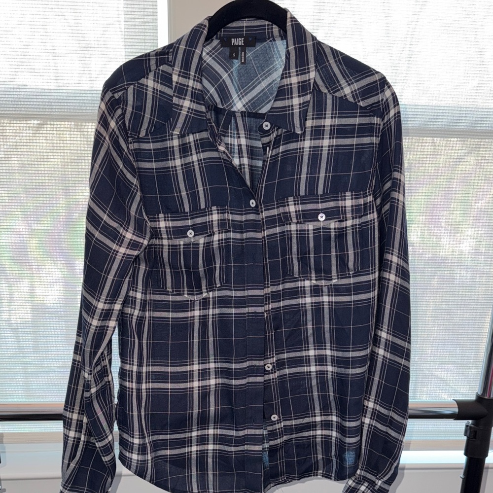 PAIGE Dark Blue Plaid Shirt